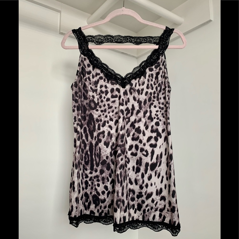 Silky White Leopard Lace Camisole